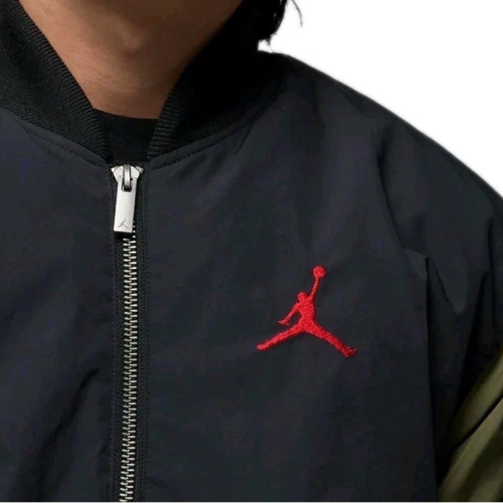 Nike Jordan Renegade Bomber Jacket Off Noir Olive HQ2664-045 Men's Size L - Picture 6 of 7